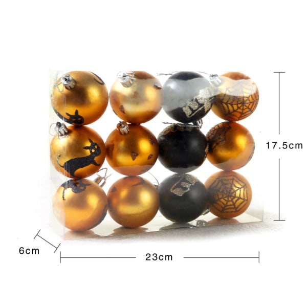 Halloween dekorationer 6 cm / 12 malede matte plastik bolde, scene arrangement rekvisitter (6 cm Halloween sæt),