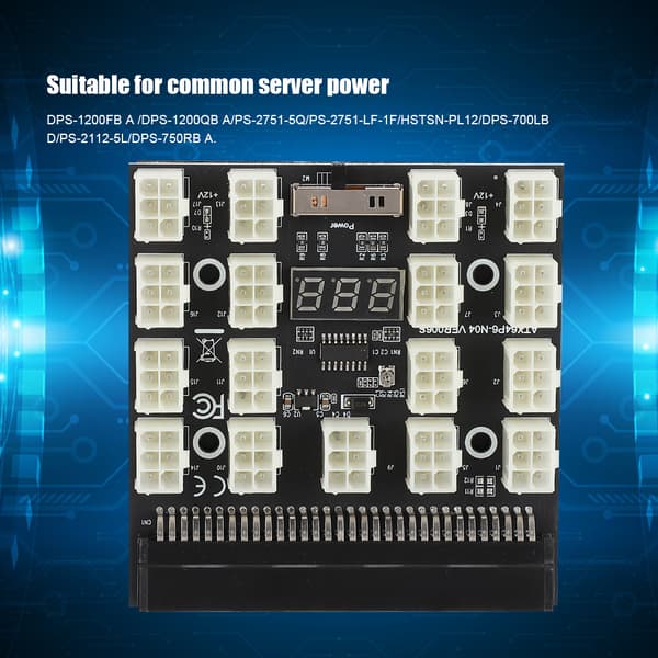 PCI E 17x 6pin 12V Mining Server Strømforsyning Adapter Konverteringskort LED Display