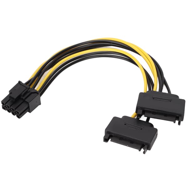 2 stk. Dobbelt 15-bens SATA til PCIE 8-bens han GPU-strømadapterkabel til computer
