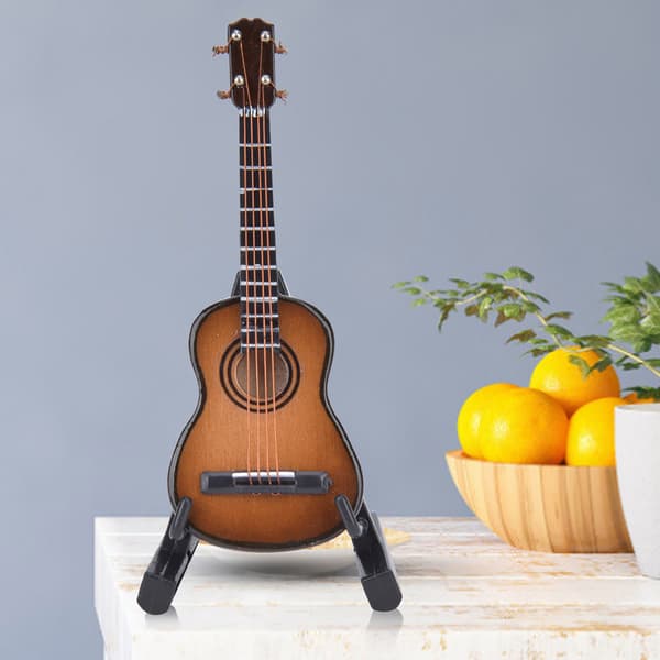 Miniatyr Klassisk Gitarr Modell Mini Trägitarr Skrivbordsdekoration Prydnad Kaffe