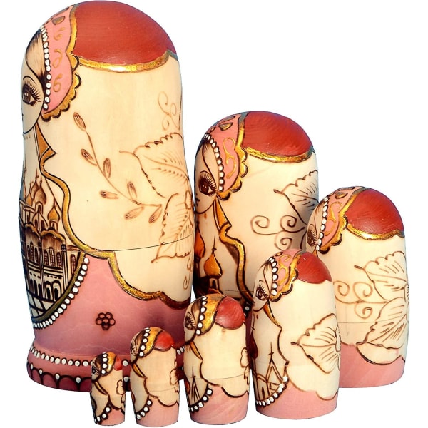 Brand Of Nesting Dolls, 7 stykker, serie af russiske matryoshka dukker russiske dukker 7 styks i malet træ håndlavede,, gaver, legetøj