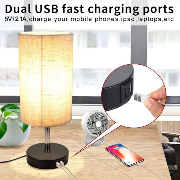 Dobbel USB skyvebryter uten lyskilde Europeisk standard enkel tredekor bordlampe USB-lading, egnet