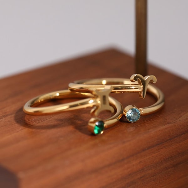 Kvinder Ring Constellation Rhinestones Klassisk mode Udseende galvanisering fingerring til dagligt slid Libra