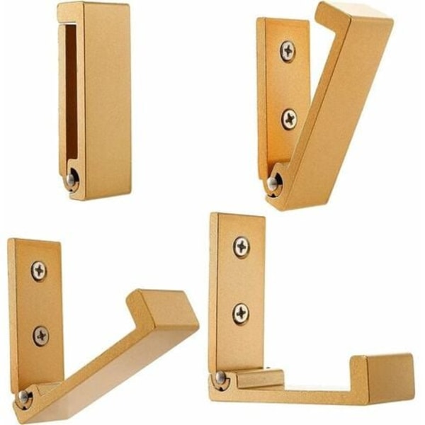 Sæt med 4 foldbare vægkroge - usynlige knagekroge, vægkrog i aluminium, vægkrog i aluminiumslegering 90° foldbar Coa