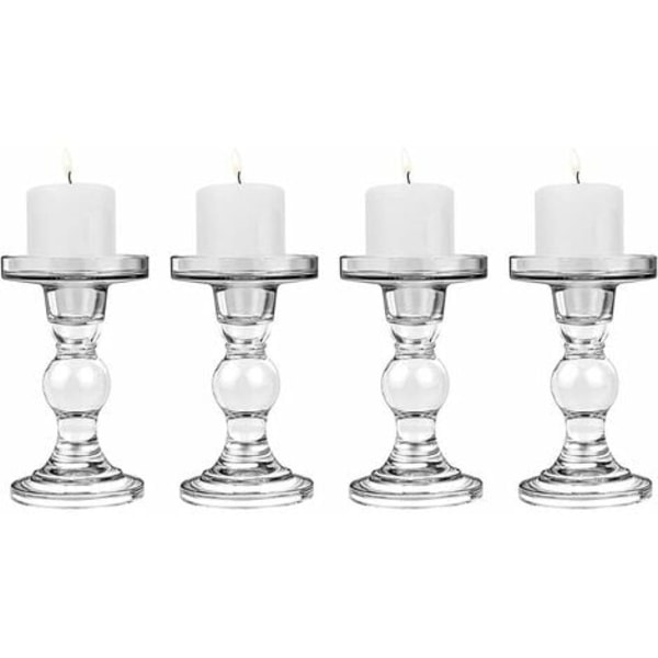 PCS lasiset kynttilänjalat, (8 * 8,5 * 14 cm) kynttilänjalka pyöreällä pohjalla, vakaa kartiomainen kynttilänjalka, moderni pöytä