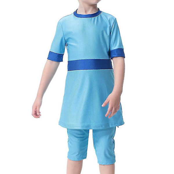 Muslimska Barn Flickor Badkläder Islamisk Modest Baddräkt Sky Blue 1-2 Years