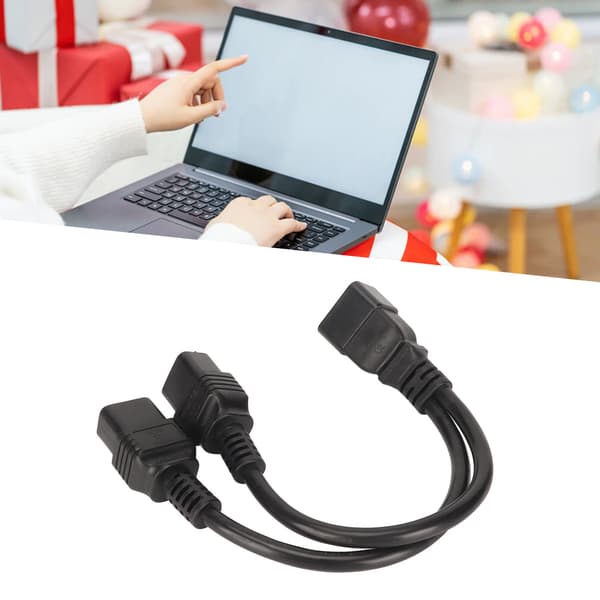 Universal Strømkabel Splitter C19 til C20 32cm for Skrivebordslampe LCD-skjerm