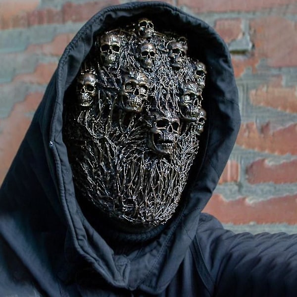 Creepy Punk Skull Mask Latex Masque Cover Huvudbonader Cosplay Halloween Prop