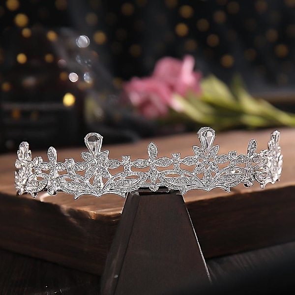 Simpel diamant brude krone Elegant bryllup Rhinestone hovedbeklædning charmerende smykker gaver til kvinder