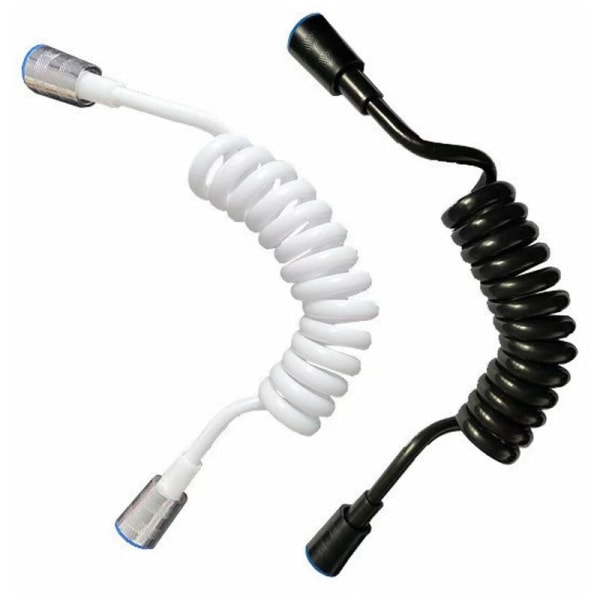 2 stykker bruseslange, 2 m teleskopisk fleksibel bruserslange, med kobberprop, udtrækkelig slange til håndbruser, toilet og bidet Hvid (sort, hvid),