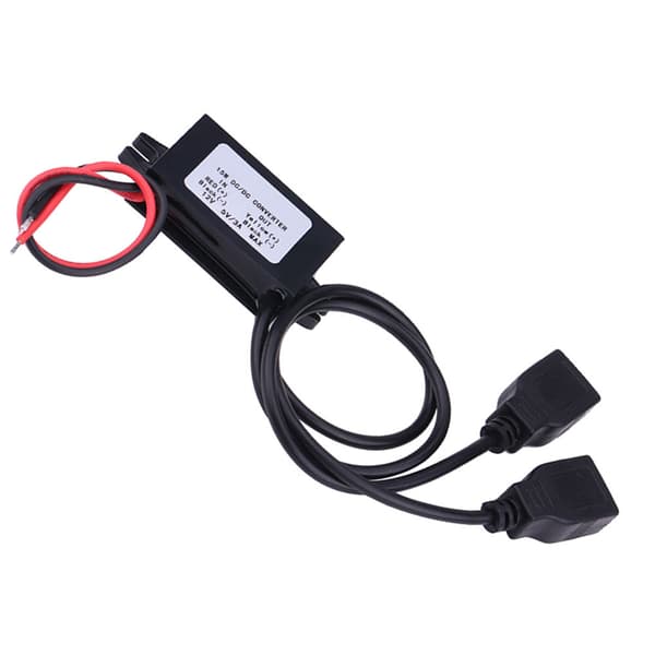 12V til 5V Dobbel USB Billader Adapter Modul for Telefon Motorsykkel