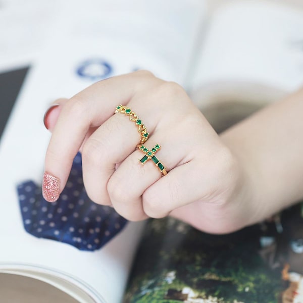 Ring Vintage Zircon Heart Stud Modesmycken Ac8872 C