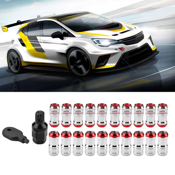 M12 x 1,5 Röda Racing Hjulmuttrar för Eftermarknadshjul