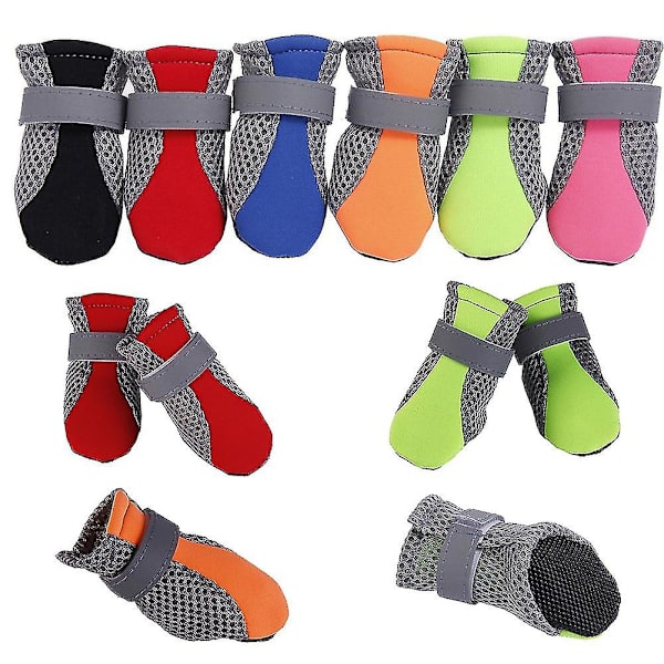 4 stk Pet Hundesko Skridsikker sål e Mesh Straps Støvler XL Blue