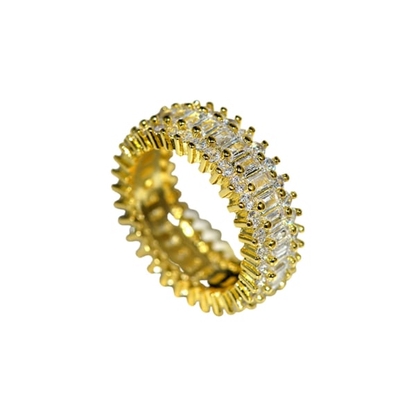 Kvinner Creative Glitrende Cubic Zirconia Innlagt Wide Band Ringer Smykkegave Golden US 10