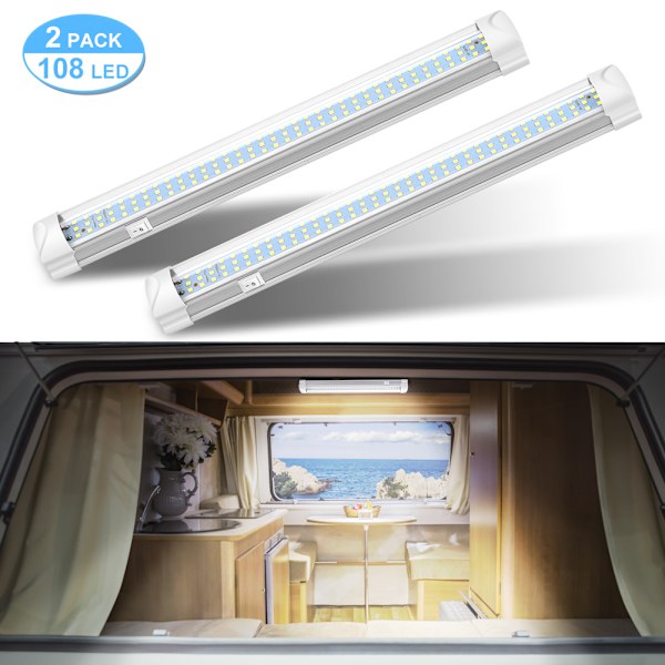 FBA DC12V Bil Husbil LED Interiörlampor 2-pack