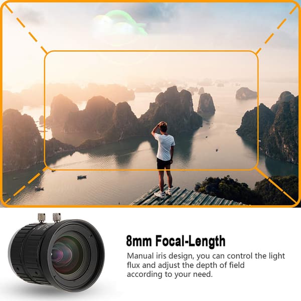 5MP HD 8mm Brännvidd Manuell Bländare C-Mount Säkerhetskameralins