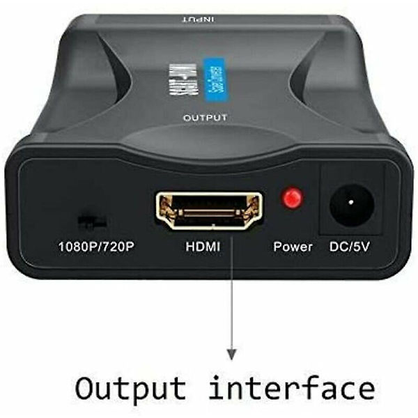 Scart til HDMI-adapter, 1080p Scart til HDMI-SCART-konverter med usb-strømkabel til tilslutning af set-top-boks, dvd-afspiller, stb-boks