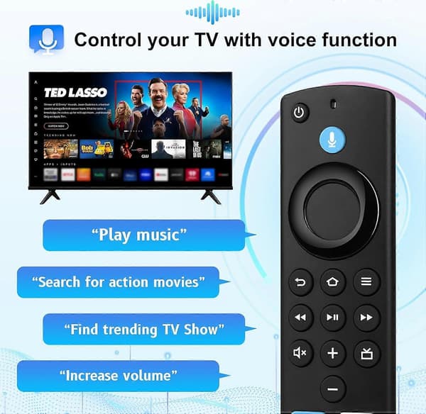 Ersättningsfjärrkontroll för Firestick Passar för Fire Smart TV Stick Lite/4K/4K MAX/4K Plus/HD, Smart TV 3:e generationen/TV Cube (1:a/2:a/3:e generationen)/TVs Stick (2:a/3:e)