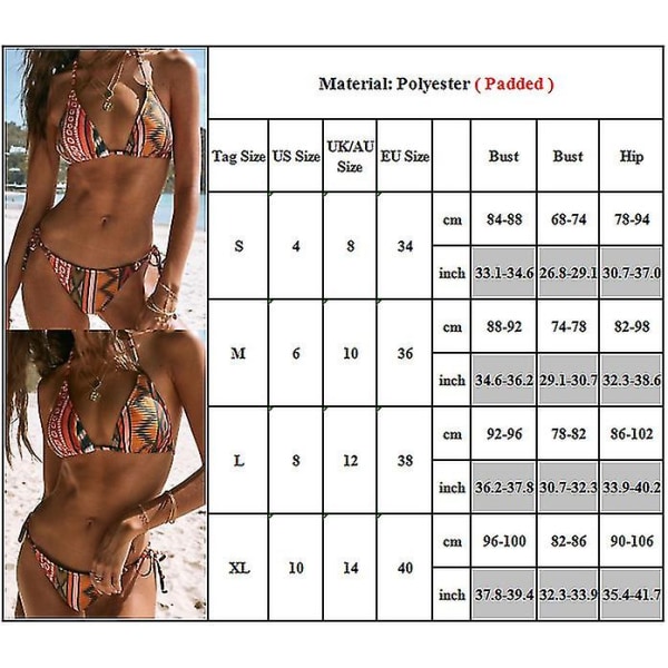 Kvinnor Sexig Brasiliansk Bikini Set Push Up Baddräkt S