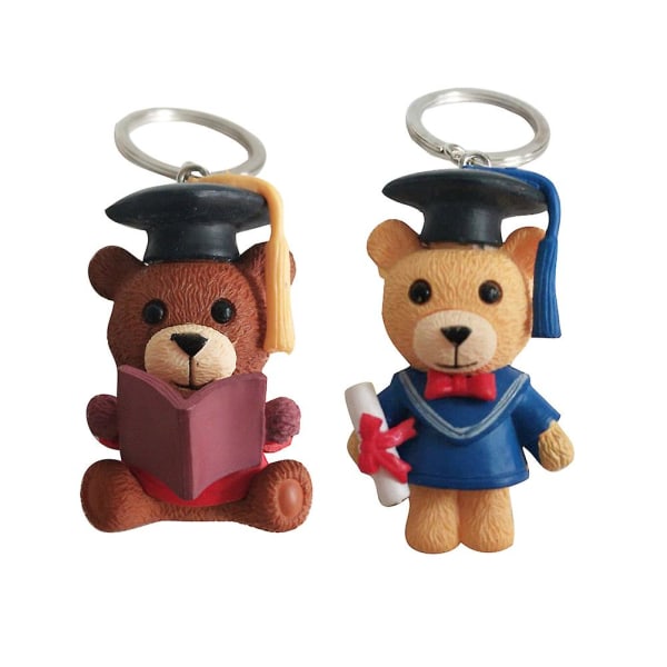 2 stk Grad Nøkkelringer Graduation Doctor Bear Anheng Nøkkelringer Nøkkelholdere For Bag Charm Handbag (tilfeldig farge)