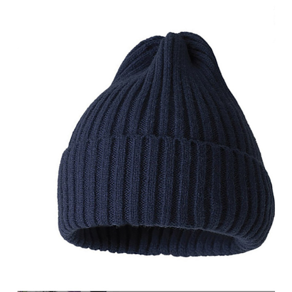 Mænds brimløs hat, blød brimless hat, uldhat Navy
