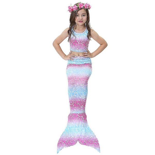 Børn piger Mermaid Tail Bikini Sæt Beachwear Badedragt Pink Blue 10-11 Years