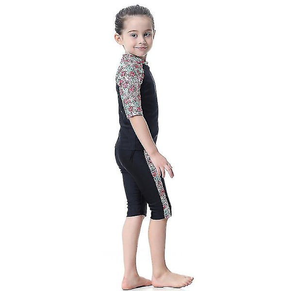 barn Flickor Islamiska Muslimska Badkläder Modest Burkini Arab Baddräkt Strandkläder Black 12-13 Years