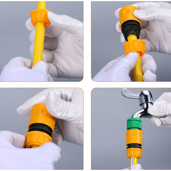 2 stk Plastic Quick Connector Vaskemaskine Bilvask Vandpistol Vandslange Hurtig Connector Vand Connector 4 Point Slange (4 Point Hun Head),