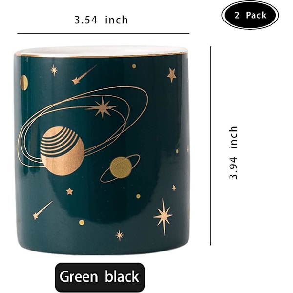 2 pakkauksen keraaminen pyöreä kynäteline, Star Universe Pattern -meikkisiveltimen pidike tytöille, naisille, työpöytätarvikkeet kynäkuppi, kestävä organizer