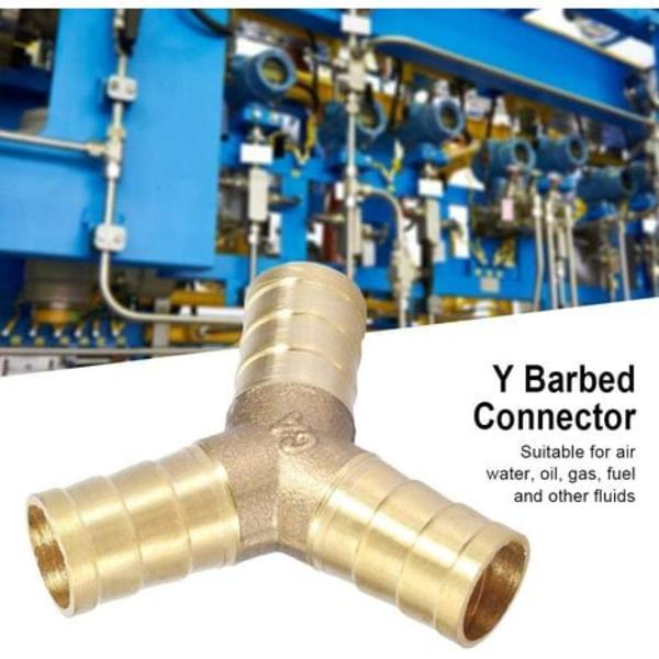 3-vejs messing med modhager Y-konnektor, snedker T-samling Luft Gas Vand Fitting (12 mm 2 stk)