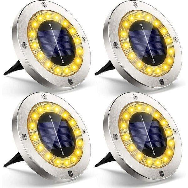 Solar udendørs havespots, 4-pak 16 LED solar projektører udendørs belysning IP65 vandtæt ledningsfri rustfri stål