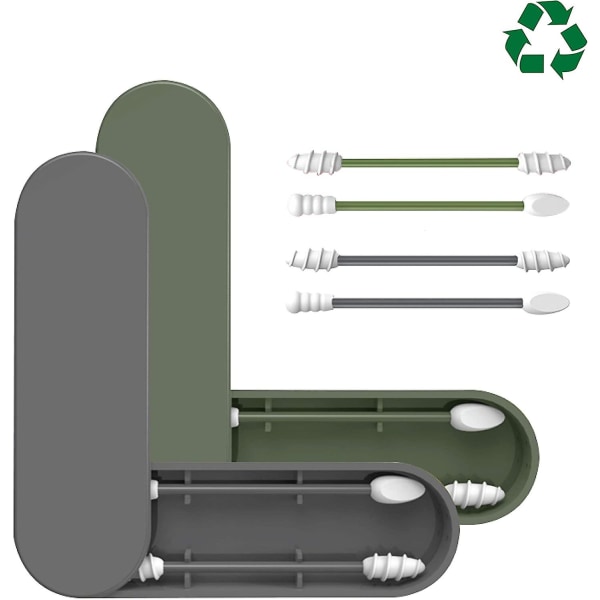 2 sæt genanvendelige og vaskbare silikone vatpinde
