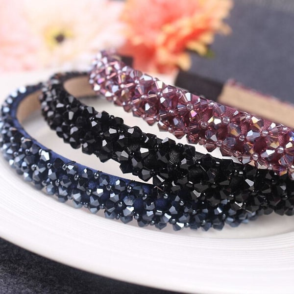 1kpl Crystal Hair Band Hiuspanta Kruunu Päähineet Häät Morsiamen Naiset Tytöt Lapset Lapset Pearl Wave Navy Blue