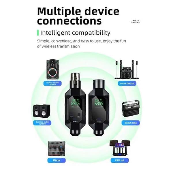 Trådløs mikrofonkonverter XLR-sender og -mottaker for dynamisk mikrofon gitar mottaker overføringsadapter Black