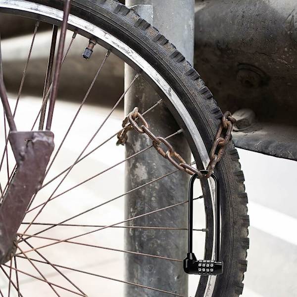 Helppokäyttöinen nollattava musta pidennetty lukituspalkki U-muotoinen yhdistelmäriippulukko - kaappeihin,
