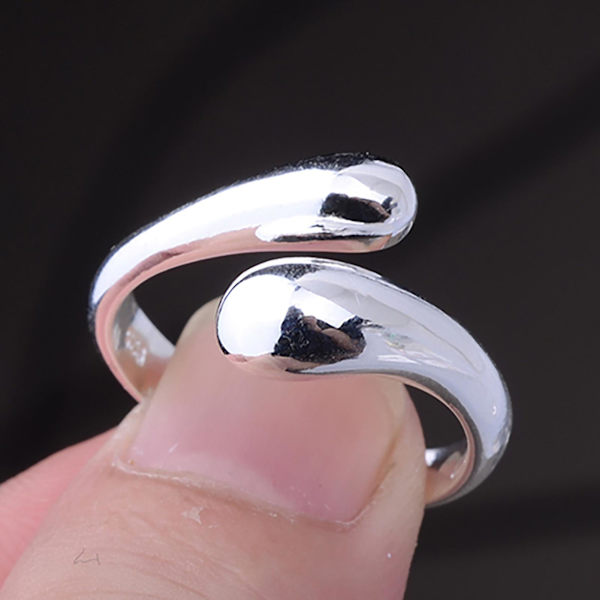 Dammode Punk Silverpläterad Slät Band Justerbar Ring Smycken Present