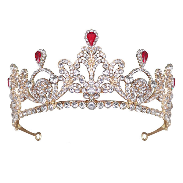 Brudekrone Hovedbeklædning Luksus Rhinestones Retro Hovedbeklædning Bryllup Fødselsdag Hårtilbehør Til Red