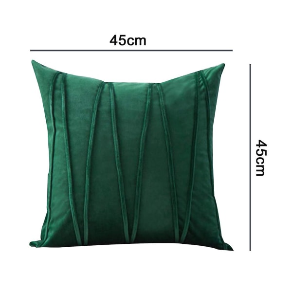 2 delar dekorativa randiga sammet kuddfodral Mjuka solida kuddfodral Fyrkantiga örngott Till Säng Soffa Soffa Bil Vardagsrum45*45cm Dark green