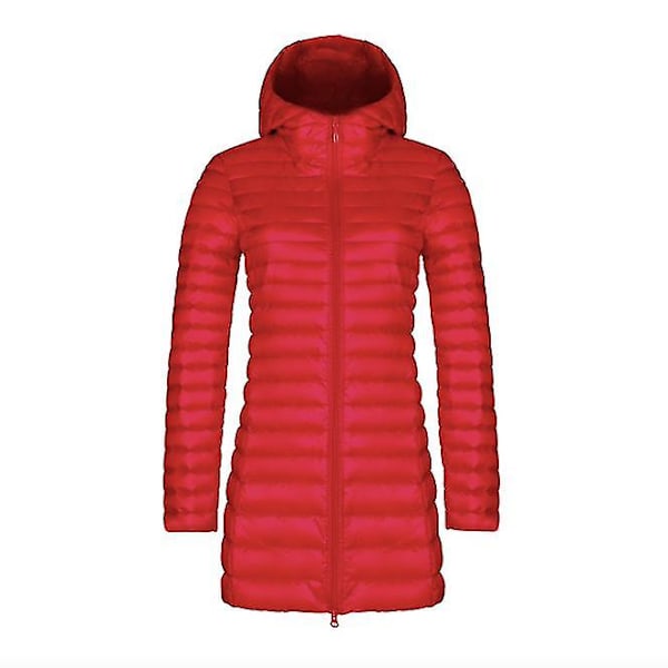 Dunjakke kvinders tynde lange stil Wine Red M