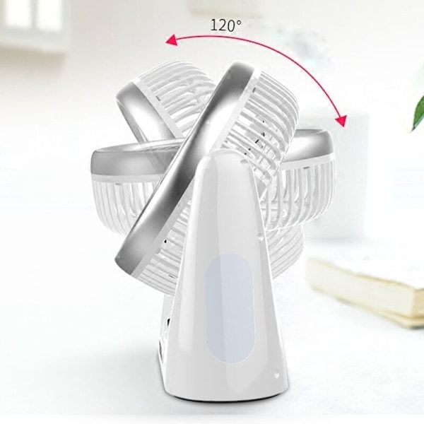Pöytätuuletin valolla - 1800 mAh akku kannettava USB pöytätuuletin, 3 nopeutta 120° värähtely, hiljainen ja tehokas
