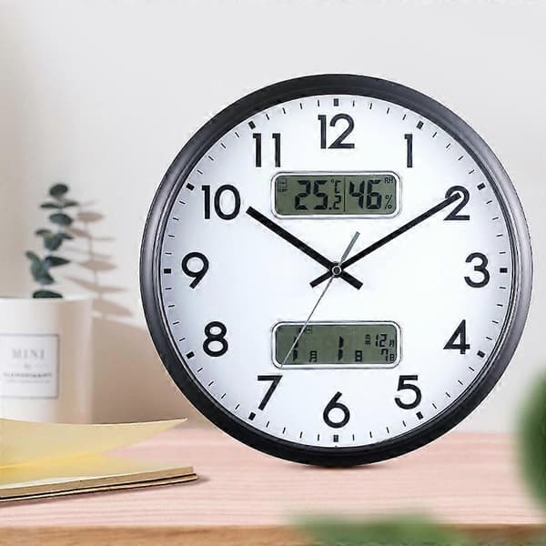13 tums dubbelskärm LED-display väggklocka vardagsrum temperatur och luftfuktighet kalender multifunktionsklocka size
