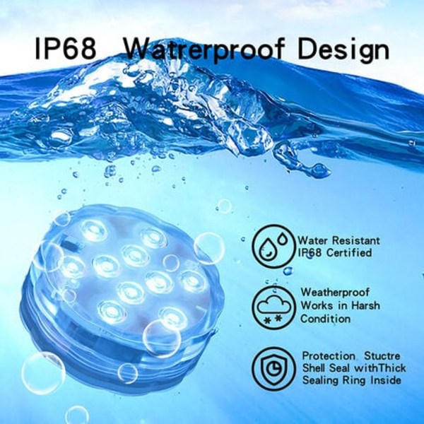 Dykning LED poollys, dekorative farveskiftende lys, velegnet til akvariebade, vaser, pools, damme, (28 Button Su