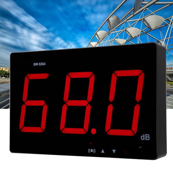Digital lydnivåmåler USB 30-130dB Veggmontert LCD-skjerm