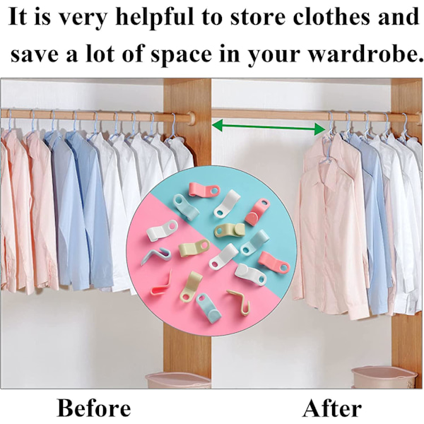 20 stycken Connect Hangers Högkvalitativa krokar Anslutning för garderob Garderob Klädkrok Organizer Organizer för garderob, sovrum, badrum,