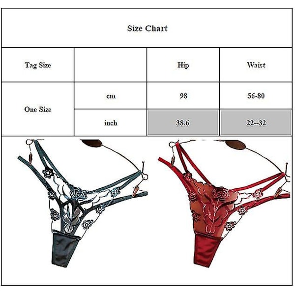 Sexy G-String Kvinner Broderi Thongs Undertøy Truser Wine Red