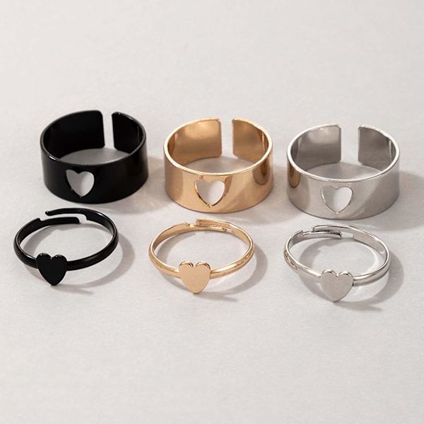 2st/ set Justerbara parringar Hjärta/måne/stjärna/delfinform Smycken Kreativt Utsökt öppna ringar för gåvor Silver 3