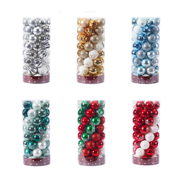 Juldekorationer 6cm,50st målade julkulor Julgranshänge Presentpaket, vit G
