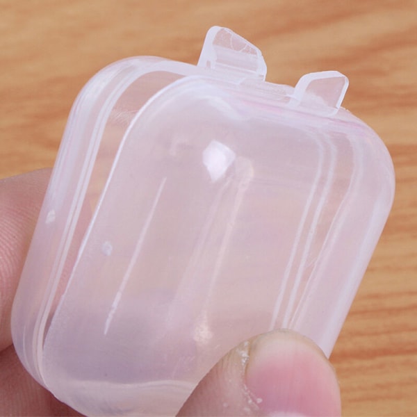 12 pakke klare plastperleoppbevaringsbokser med hengslet lokk for perler og mer