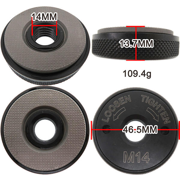 Quick release møtrik SDS Clic M14, til alle vinkelslibere AEG, Black & Decker, Dewalt, Flex, Hitachi, Metabo, Makita osv. (1 spændemøtrik), sort,